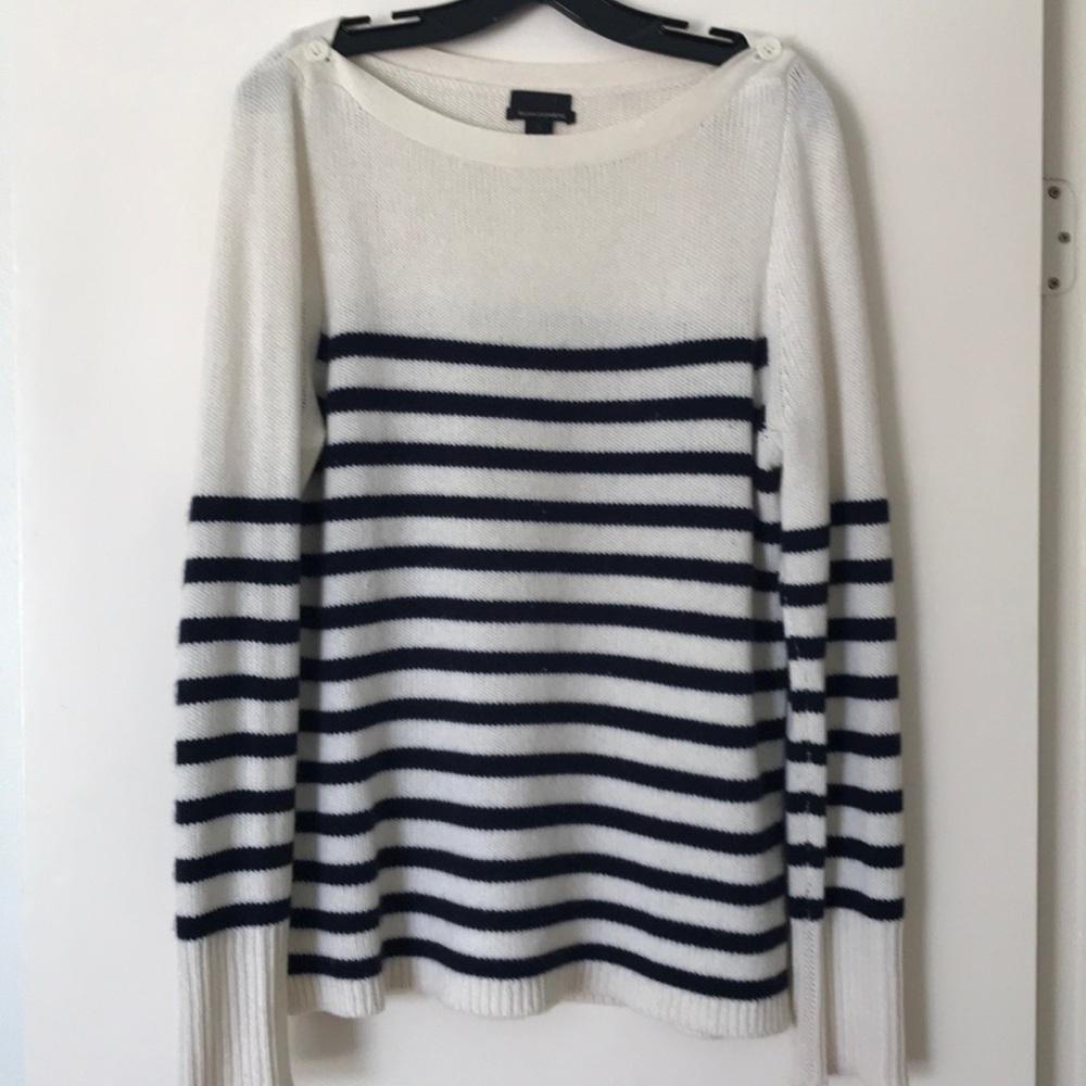 Cashmere Navy-White Stripe J Crew Sweater
